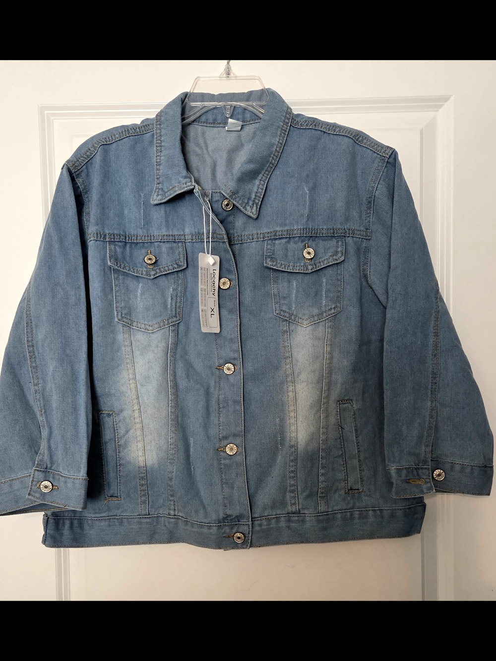 NEW Light Blue Relaxed Denim Jacket with Button Front
